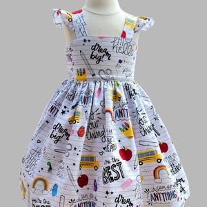 Kindergarten dress - School dress for girls - Back to school dress - Dream big school dress -Preschool graduation dress - School girls dress