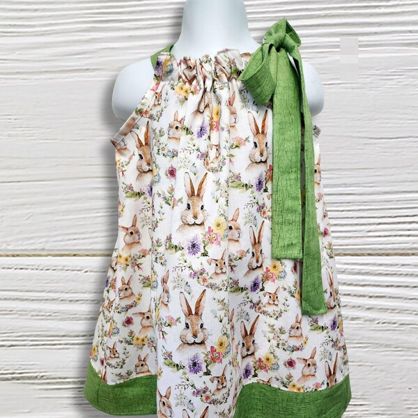 Easter Pillowcase Dress, Easter dress, Toddler pillowcase dress, Easter bunny - flowers dress, Girls Dress, Pillowcase summer dress