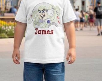 Camisa bordada de Buzz Lightyear - Camisa personalizada de Buzz Lightyear de Disney - Camisa de Toy Story para niño - Camisa de Buzz de Toy Story