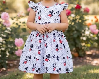 Vestido de Mickey Mouse para niña pequeña, vestido de fiesta de cumpleaños, vestido de Disney, vestido de Magic Kingdom, vestido de Mickey para bebé, conjunto para crucero para niña pequeña