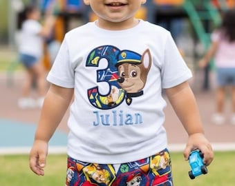 Patrol Boys Outfit -  Patrol Birthday Applique Shirt - Personalized Number Tee - Police Dog Boys Outfit