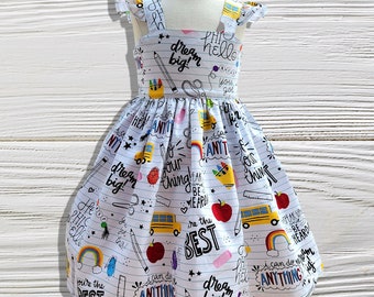 School dress for girls,  Back to school dress, Dream big school dress, Girls school dress, Kindergarten Dress, Apple - Pencil school dress