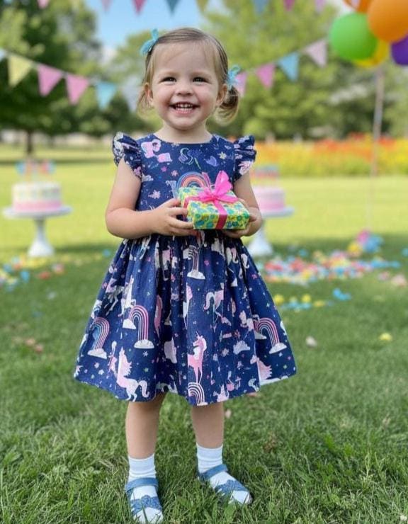 Unicorn Girl Birthday Dress - Rainbow Unicorn Party Dress - Pink Blue Unicorn Dress for Baby & Girls - 1st Birthday Unicorn Dress