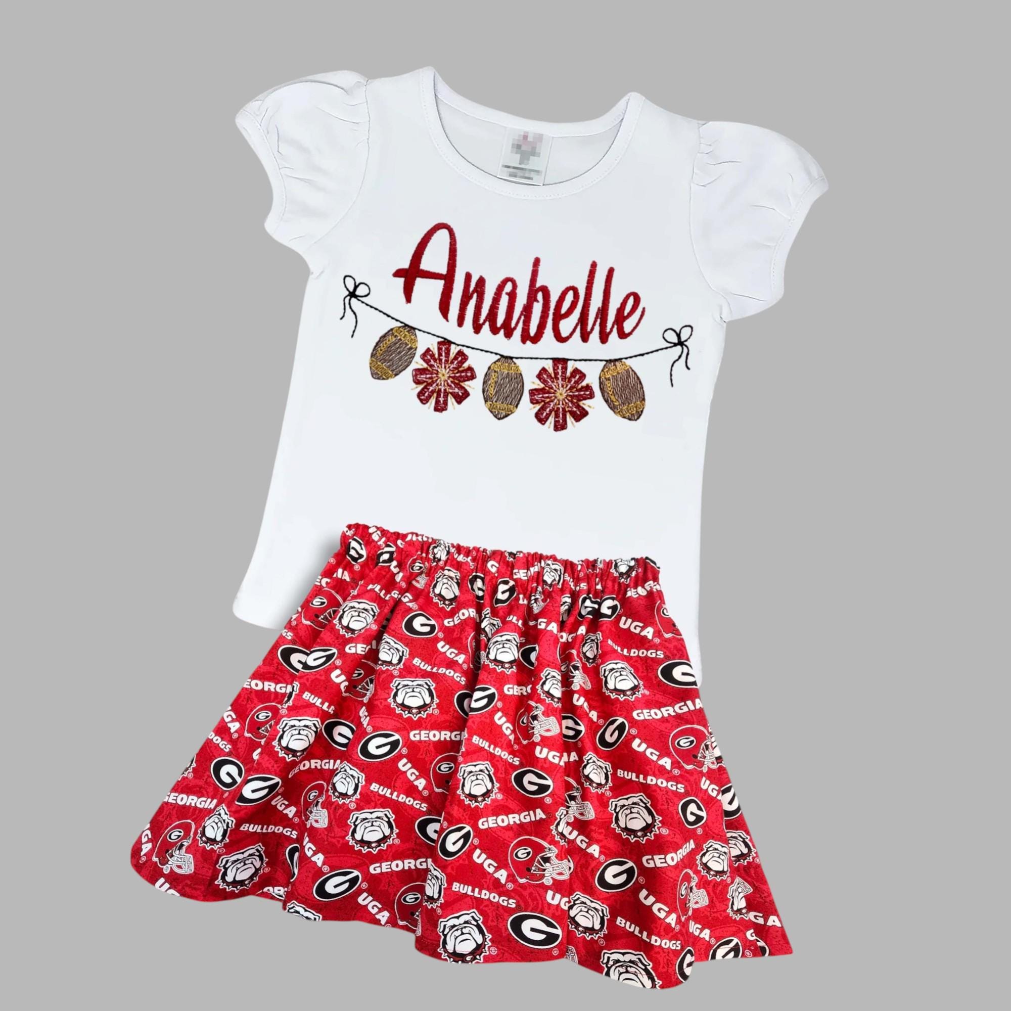 UGA game day outfit University outfit, UGA girl skirt, Bulldogs girl personalized shirt, Bulldogs skirt, Girls Bulldogs