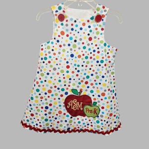 School girls dress - Pre-School personalized dress - Kindergarten dress - Personalized school jumper dress - Girls jumper school dress