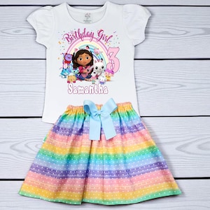 Dollhouse girl outfit - Gabby outfit - Personalized Dollhouse shirt skirt - Birthday Dollhouse outfit - Gabby outfit for little girls