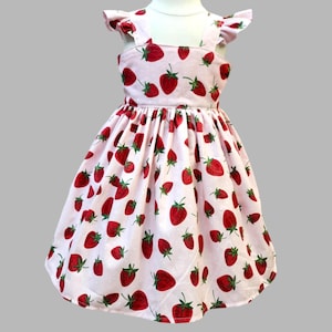 Strawberry  dress, Berry dress, Birthday Strawberry dress, Twirl strawberry first birthday dress, Girls berry dress