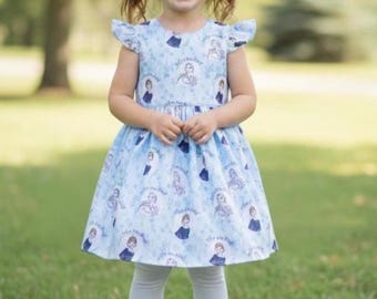 Vestido de princesa Elsa y Anna - Vestido de fiesta con mangas onduladas de Frozen - Vestido de cumpleaños de princesa - Vestido de niña - Vestido de vacaciones Disney