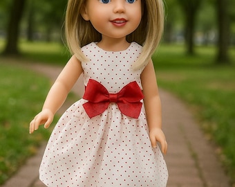 Vestido para muñeca de 37 cm - Vestido de lunares para muñecas de 37 cm - Vestidos para muñecas Wellie - Vestido para muñeca - Ropa para muñecas de 37 cm
