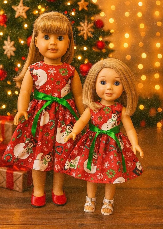 holiday dresses for 18 inch dolls Holiday Spirit - Doll Clothes for 18 Inch Dolls - Holiday Red Taffeta Party Dress with Red Shoes and Headband (Doll Not Included)