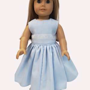 Handmade Blue Doll Dress with Lace for 18-inch Dolls