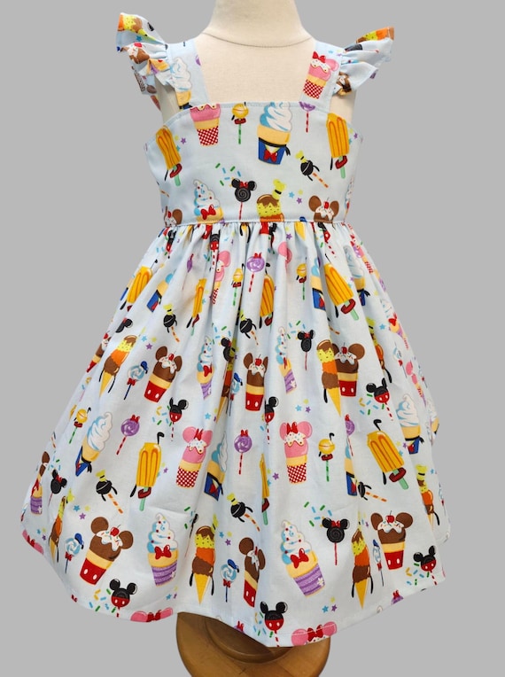 Minnie Mouse Ice Cream Dress: Light Blue Mickey and Friends Ice Cream Girls Dress - Girls Dress