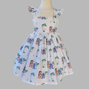 Lilo and Stitch dress, Birthday Stitch dress, 1st Birthday Stitch ruffle sleeve dress,  Hawaiian Stitch dress, Lilo Twirl Dress