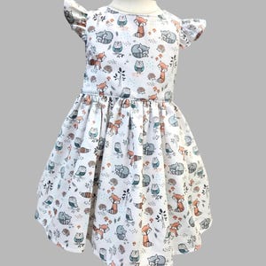 Vestido de animais da floresta - Vestido de bebê de animais - Vestido de safári Vestido de floresta - Vestido de meninas de animais selvagens - Vestido de aniversário de floresta