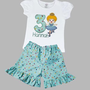 Princess Cinderella inspire shorts outfit - Princess ballerina personalized shirt & short outfit - Princess summer set - Girls short outfit