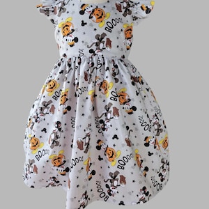 Halloween Mickey Inspire Girls Dress- Mickey Minnie Pumpkin Halloween Dress - Girls Holiday Dress- Halloween Dress, Halloween Girls Dress