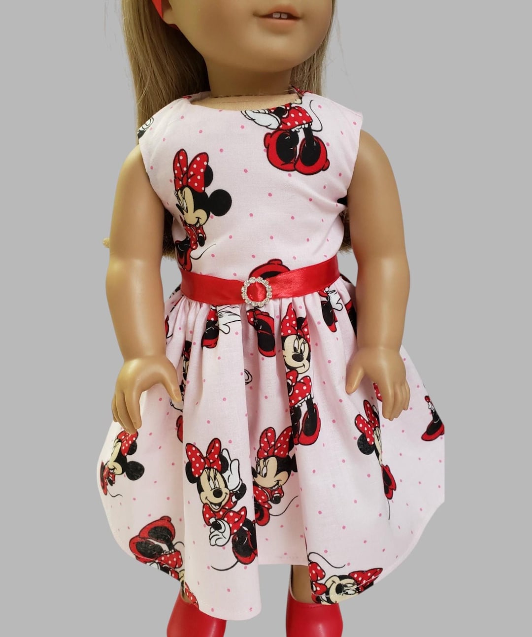 Vestido de muñeca de Minnie Mouse de 18 pulgadas hecho a mano