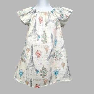 Paris Girls Dress - Eiffel tower dress - Paris Eiffel tower Peasant Dress - Birthday little girl dress - Summer Paris Peasant Dress