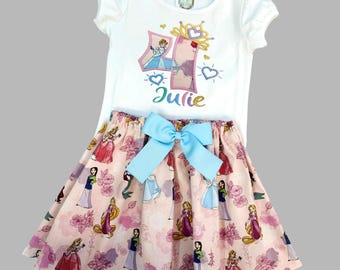 Girls Princess Crown Birthday outfit - Personalized Princess shirt - Princess outfit - Toddler princess birthday outfit