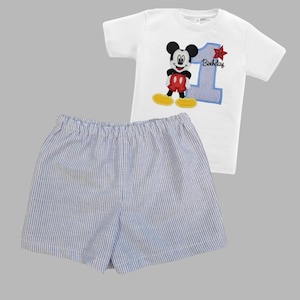 Anniversaire Mickey garçon short et chemise - chemise Mickey personnalisée - tenue Mickey pour garçons - ensemble short / chemise pour garçons -