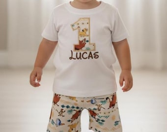 Lion King Boys Outfit -  Lion King Birthday Embroider Shirt - Personalized Lion King Boys Shirt & Short Set - Number Tee - Boys Outfit