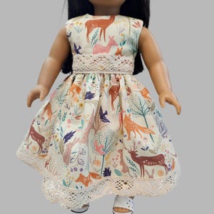 Woodland doll dress - 18&quot; Doll dress -  Doll dress with wild animals - Doll dress - 18&quot; Animals Doll dress - Doll clothes