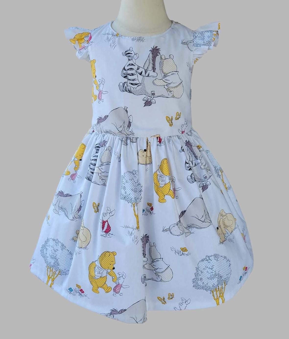 Winnie the Pooh Dress: Classic White Pooh Little Girls Party Dress Pooh  Girls Dress Winnie Girls Dress