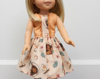 Moana Dress for 14.5" Dolls - Wellie Doll Dresses - 14.5 in Moana Doll Dress - Dress for the Wellie Dolls - Doll Clothes