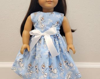 Frozen 18" Doll dress, Olaf 18" doll dress, 18" Christmas doll dress, Olaf dress for 18" dolls, Doll clothes
