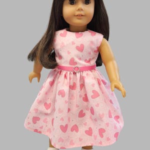 Valentine&#39;s doll dress, 18 in Doll dress, Hearts doll dress, 18 in Doll clothes, Pink doll dress for 18 in dolls