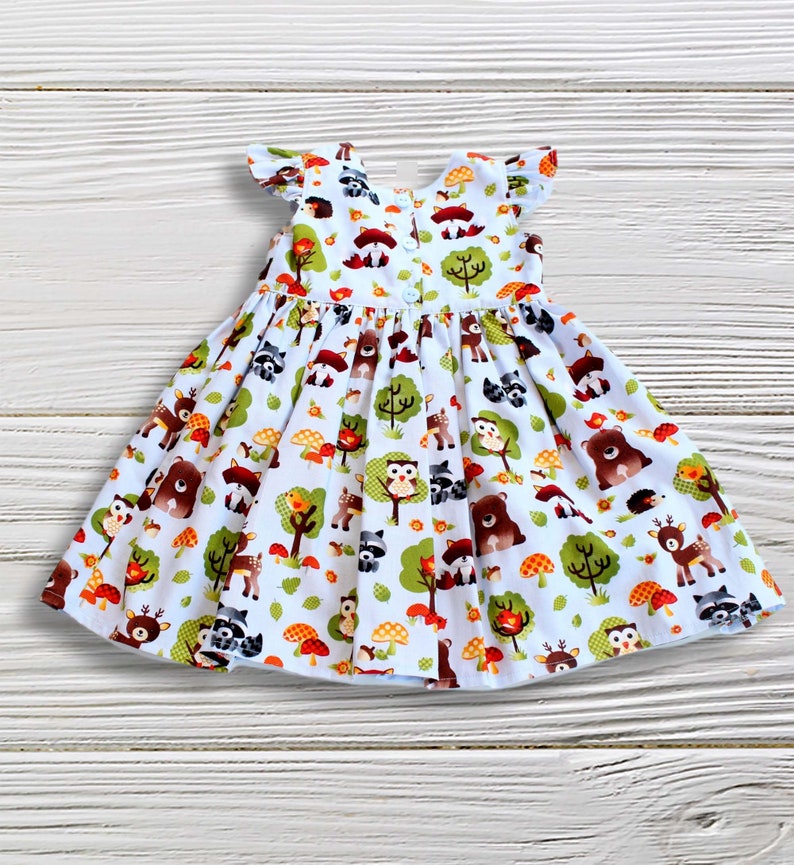 Woodland Animal Girls Dress, Woodland Toddler Dress, Birthday Party