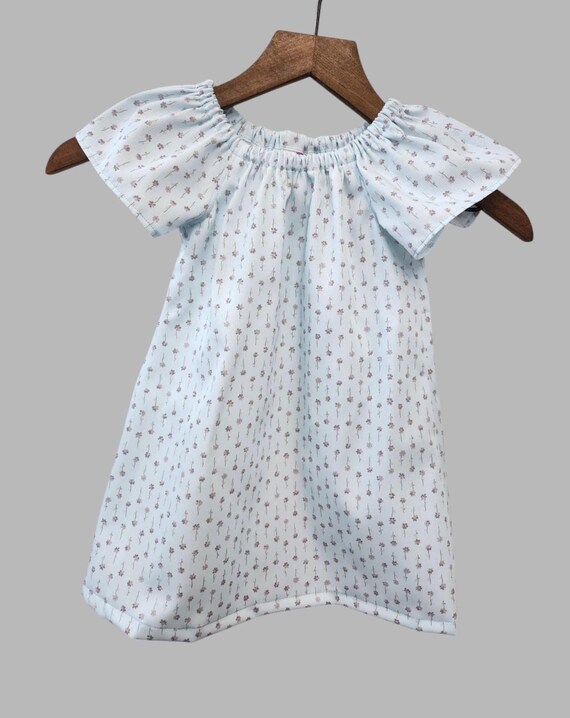 Blue Floral Baby Girl Peasant Dress - Girls Flutter Sleeve Dress - Peasant Flower Dress - Girls Dress Blue Floral Baby Girl Peasant Dress - Girls Flutter Sleeve Dress - Peasant Flower Dress - Girls Dress