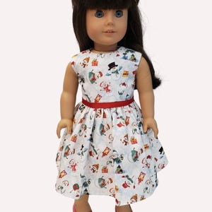 Vestido navideño para muñeca hecho a mano: ropa para muñeca de 18 pulgadas, algodón festivo