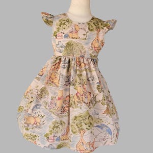 Winnie the Pooh Dress, Pooh & Friends Girl Dress, Pooh Ruffle Sleeve Girls Dress, Classic Pooh Dress, Birthday Bear Dress