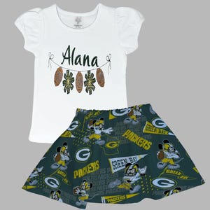 Mickey Packers Outfit: Embroidered Skirt Set - Green Bay Game Day