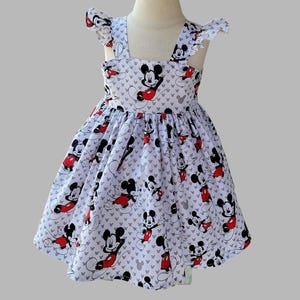 Mickey inspire dress, Ruffle sleeve mouse dress,  Mickey dress,  Mickey twirl dress, Birthday Mickey  party dress, Girls dress