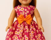 18 in Doll Dress Pink Wildflower Outfit – Dark Pink Doll Dress, Doll Clothes, American Girl Dress, Dresses for Dolls, Doll Accessories