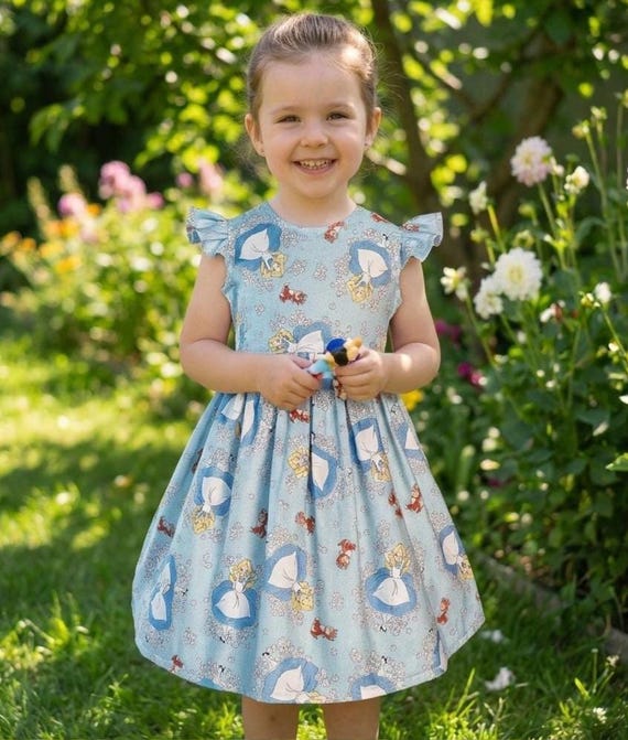 alice tea party dress Alice in Wonderland Girls Dress - Girls Alice Tea Party Ruffle Sleeves Dress  - Blue Alice Dress - Little Girls Alice Dress