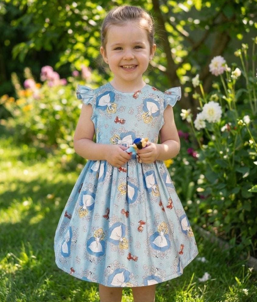blue dress for baby girl Champagne Lace Overlaid Blue Custom Tea Length Vintage Wedding Dress, Champagne / White main image 1