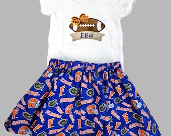 University Florida game day personalized outfit - Gators inspire girl outfit - University of Florida football outfit-  Florida Gators outfit