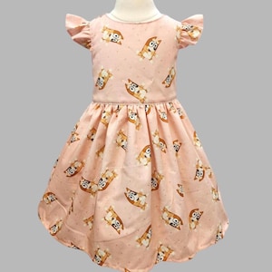 Blue dog dress - Dog preach party dress - Blue dog sister bingo dress - Little girl dog bingo dress - Girls dog dress