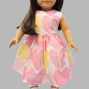 Pink doll dress. 18&quot; Doll dress with hearts. Doll clothes. Valentine&#39;s doll dress.  18&quot; Doll dresses. Dress for dolls . Doll dress.