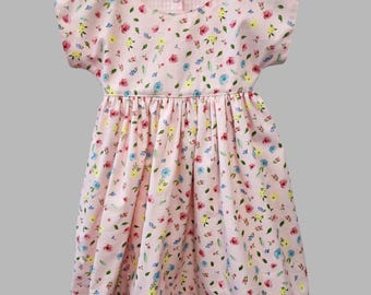 Pink Floral Twirl Dress - Flower Girl Outfit - Little Girls Dress - Pink Dress With Flowers - Girls Dress