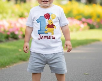 Winnie the Pooh Birthday Shirt – Personalized Boys Pooh Shirt – 1st Birthday Shirt – Embroidered Winnie Pooh Shirt – Disney Boys Tee