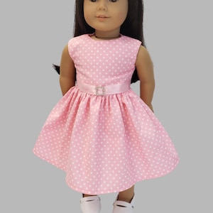 Rosa 18&quot; Puppenkleid - Rosa Weiß gepunktetes Puppenkleid - Puppenkleider - Rosa Weißes Kleid für 18&quot; Puppen - Puppenkleidung - Kleid für Puppen