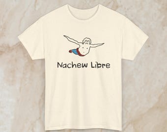 Nachew Libre Funny Luchador Doodle T-Shirt, Mexican Wrestling Parody Tee, Funny Goat Graphic Shirt, Comedy Movie Lover Gift, Retro Streetwea