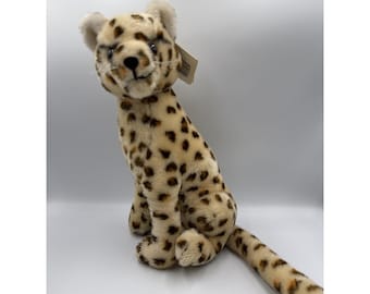 Peluche vintage Dakin Fun Farm Leopardo Guepardo de peluche 1976 13" Jaguar con etiqueta