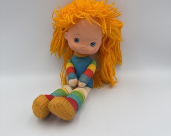 Muñeca vintage Rainbow Brite de 25 cm (10 pulgadas), Hallmark, 1983, sin vestido, juguete de peluche retro.