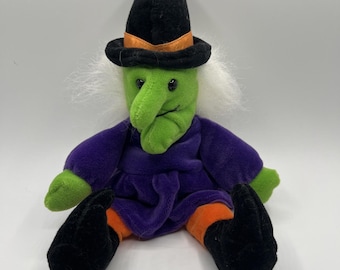 Muñeca de peluche "Winnie la Bruja" de Charter Club, estilo vintage de Halloween, 26,7 cm, pelo blanco.