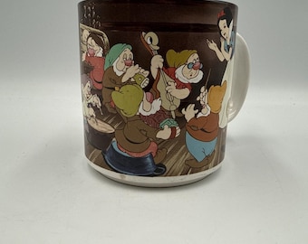 Taza de café vintage de Disney Blancanieves y los siete enanitos, interior azul (KT138)